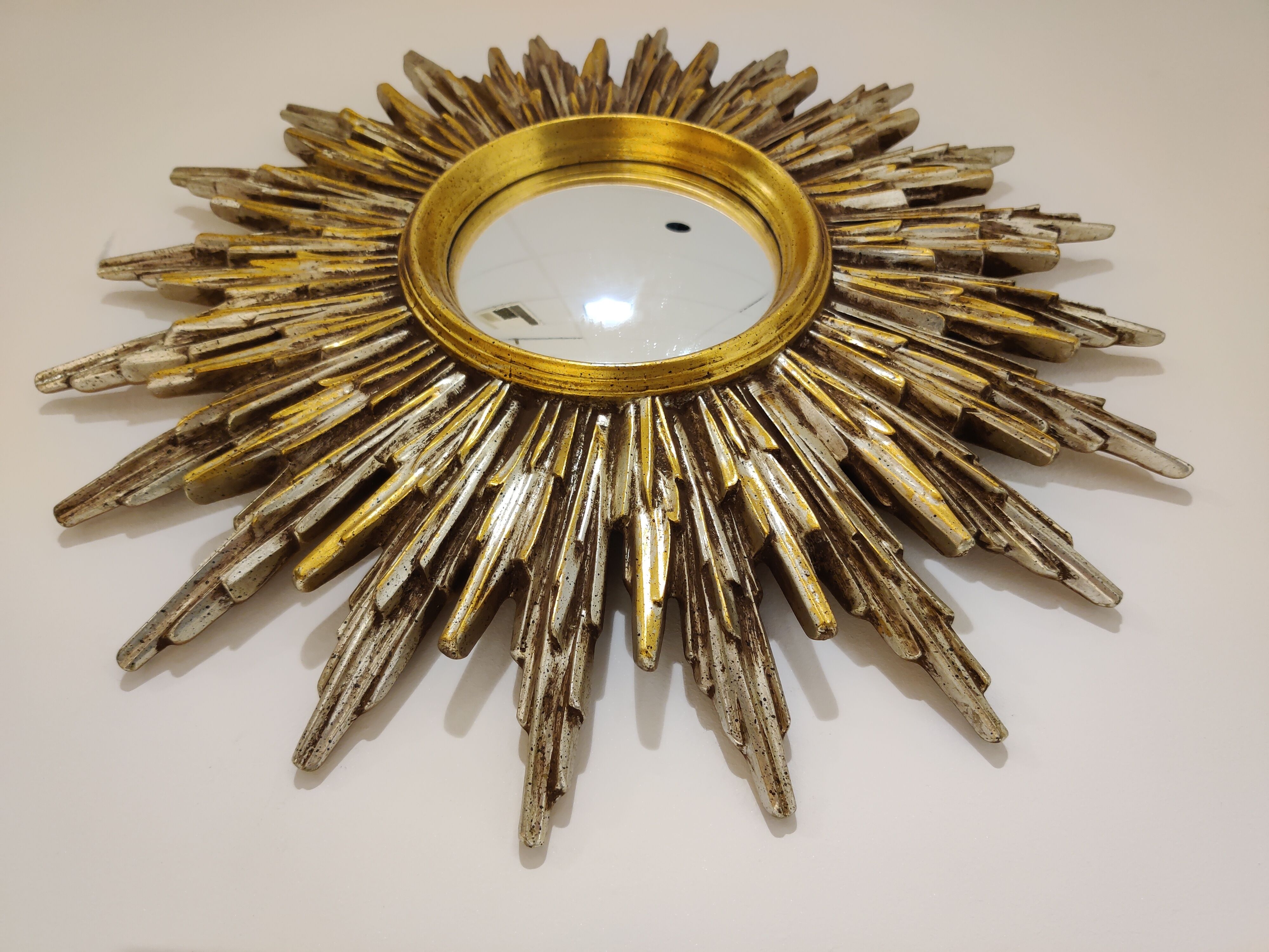 Mid century golden sunburst mirror 50cm