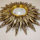 Mid century golden sunburst mirror 50cm