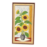 Original Swedish Oil On Canvas – “Sunflowers” By A. Lundqvist – Signed – Vintage & Framed – 66 × 35 Cm (26" × 13.8")