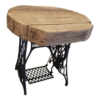 Round table rustic oak metal