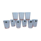 Set of 9 rosaline water glasses Luminarc France