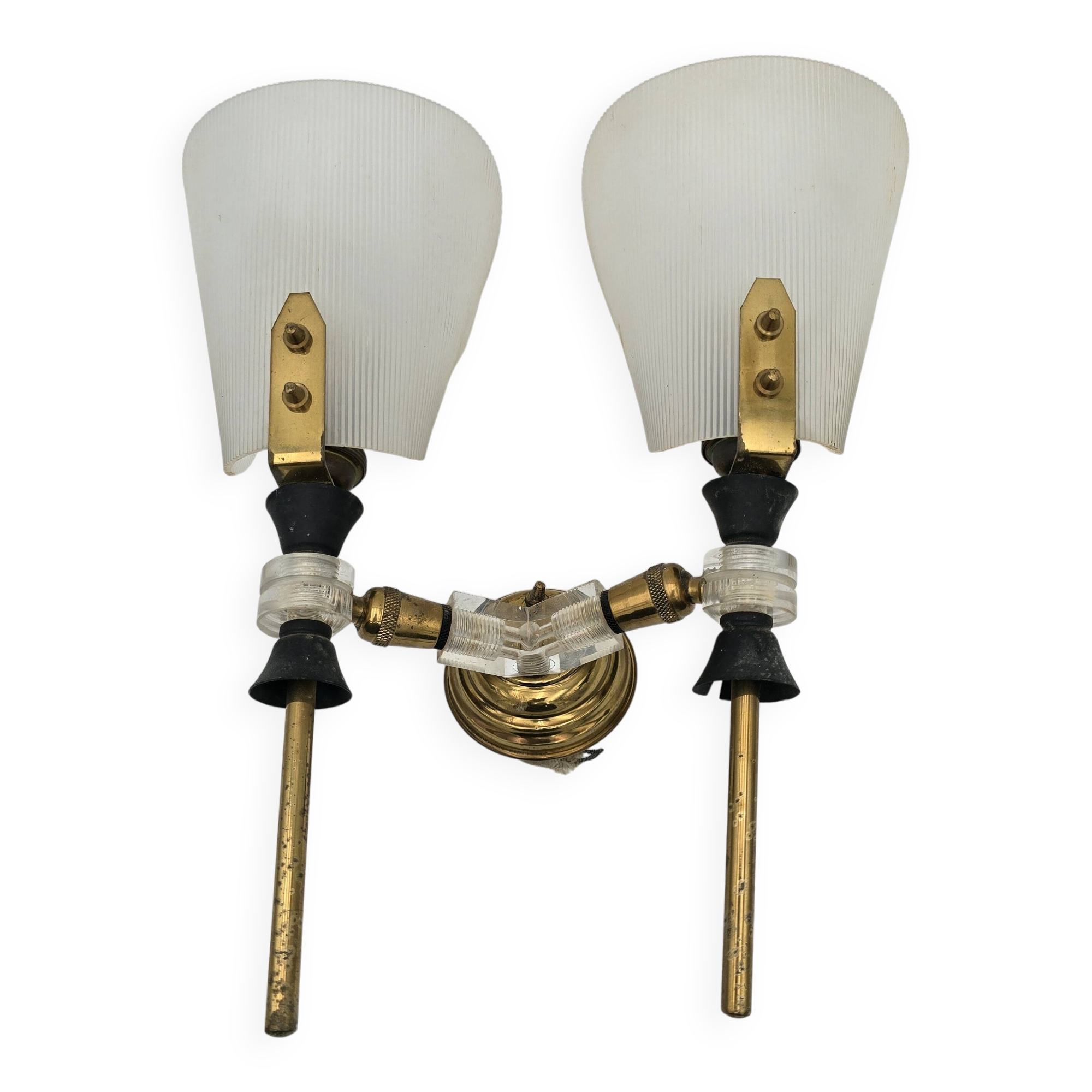 70's brass and plexiglass wall light