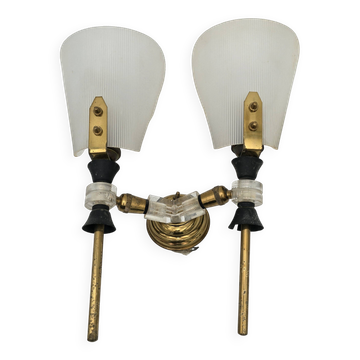 70's brass and plexiglass wall light