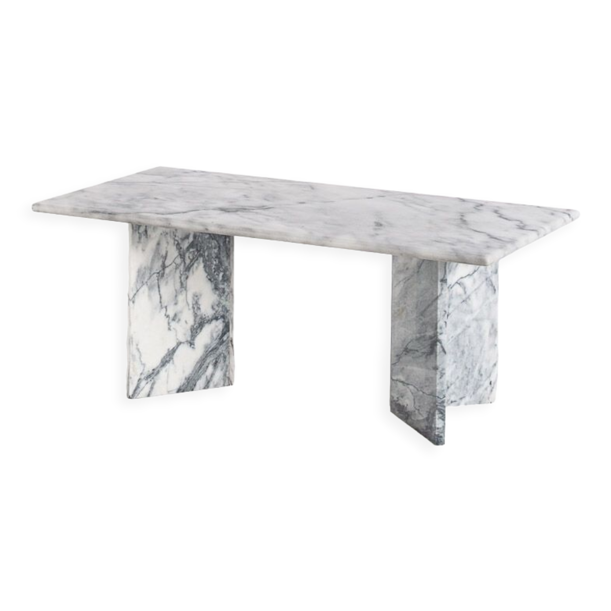 Vintage white marble coffee table - France, 1970s