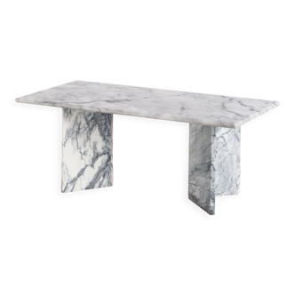 Table basse vintage en marbre blanc France années 1970