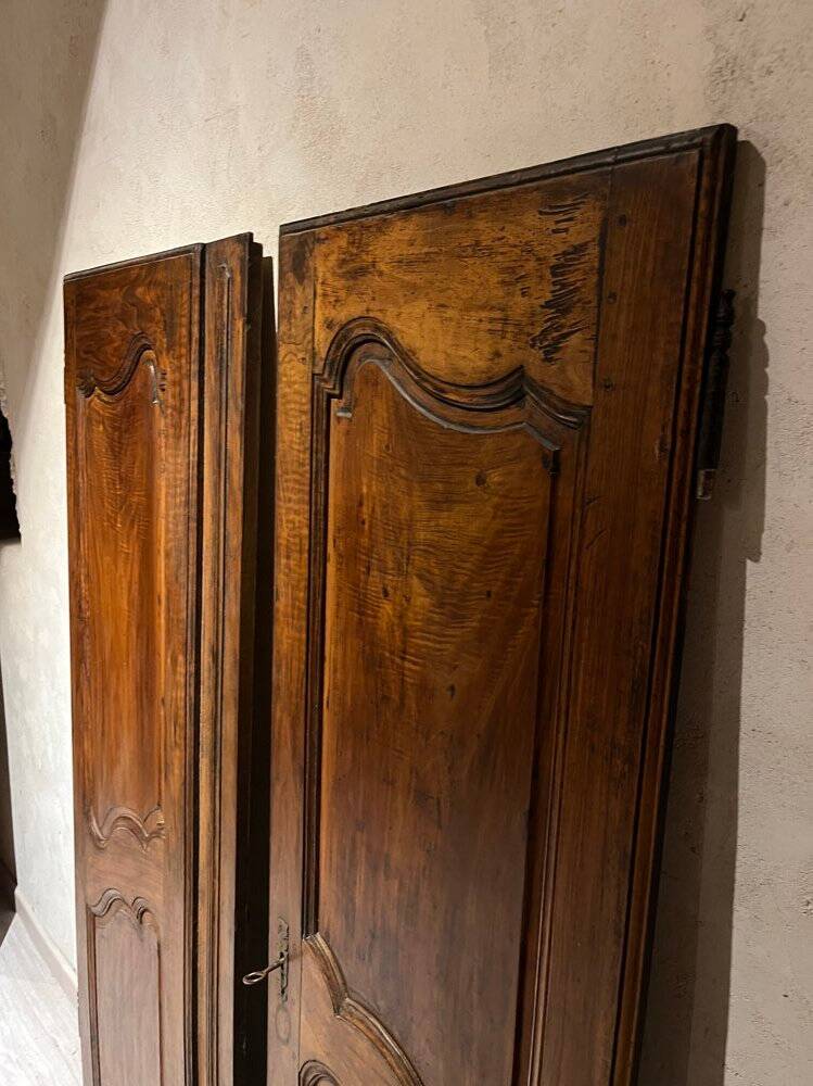 Lot de 2 portes en armoire XIXème en noyer