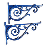 Pair of blue wrought iron shelf brackets