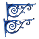 Pair of blue wrought iron shelf brackets