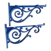 Pair of blue wrought iron shelf brackets