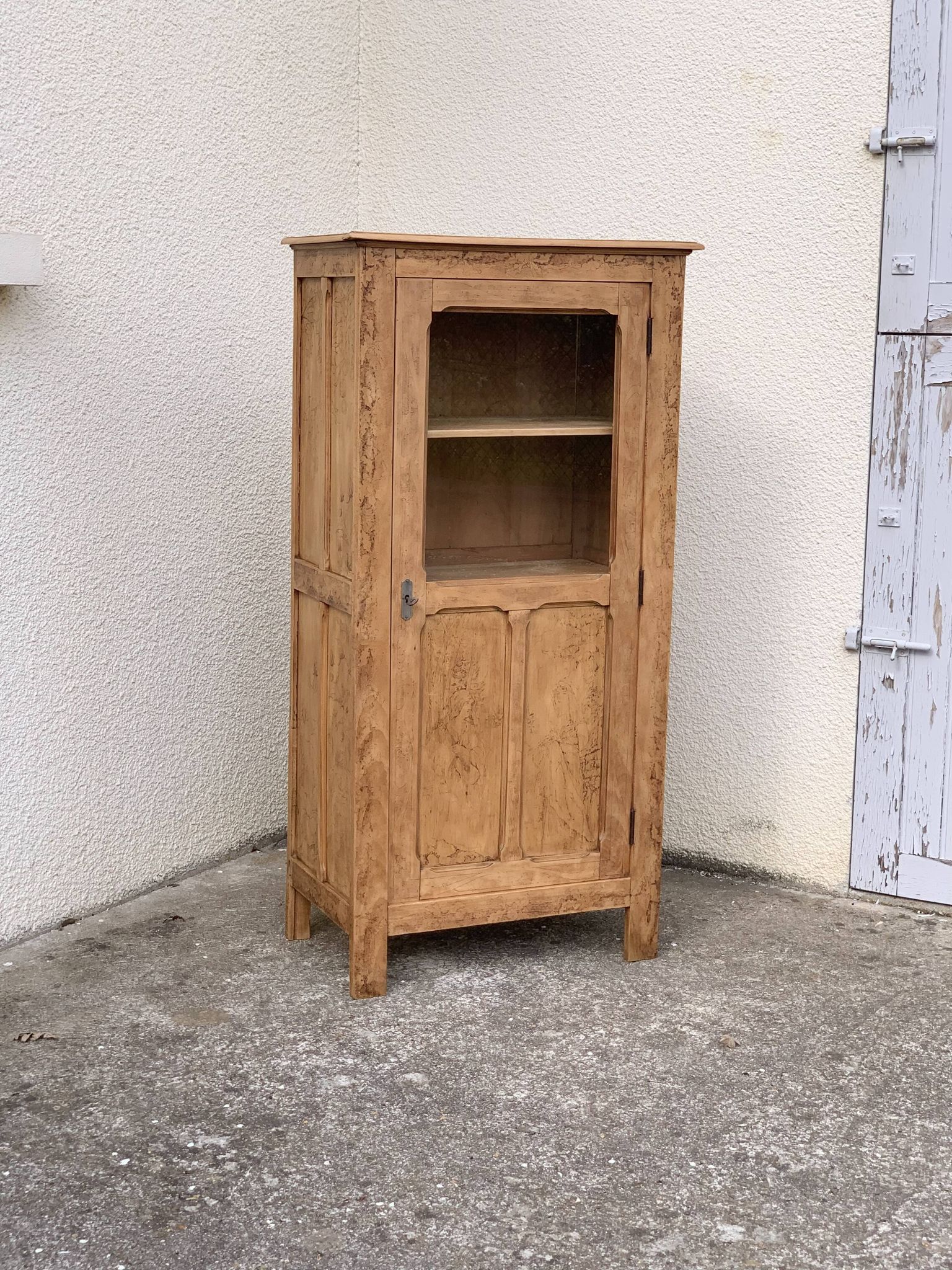 Parisian cabinet glazed raw wood nymphs and carved art nouveau decorations