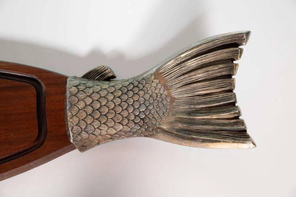 Vintage wooden presentation platter, fish platter.