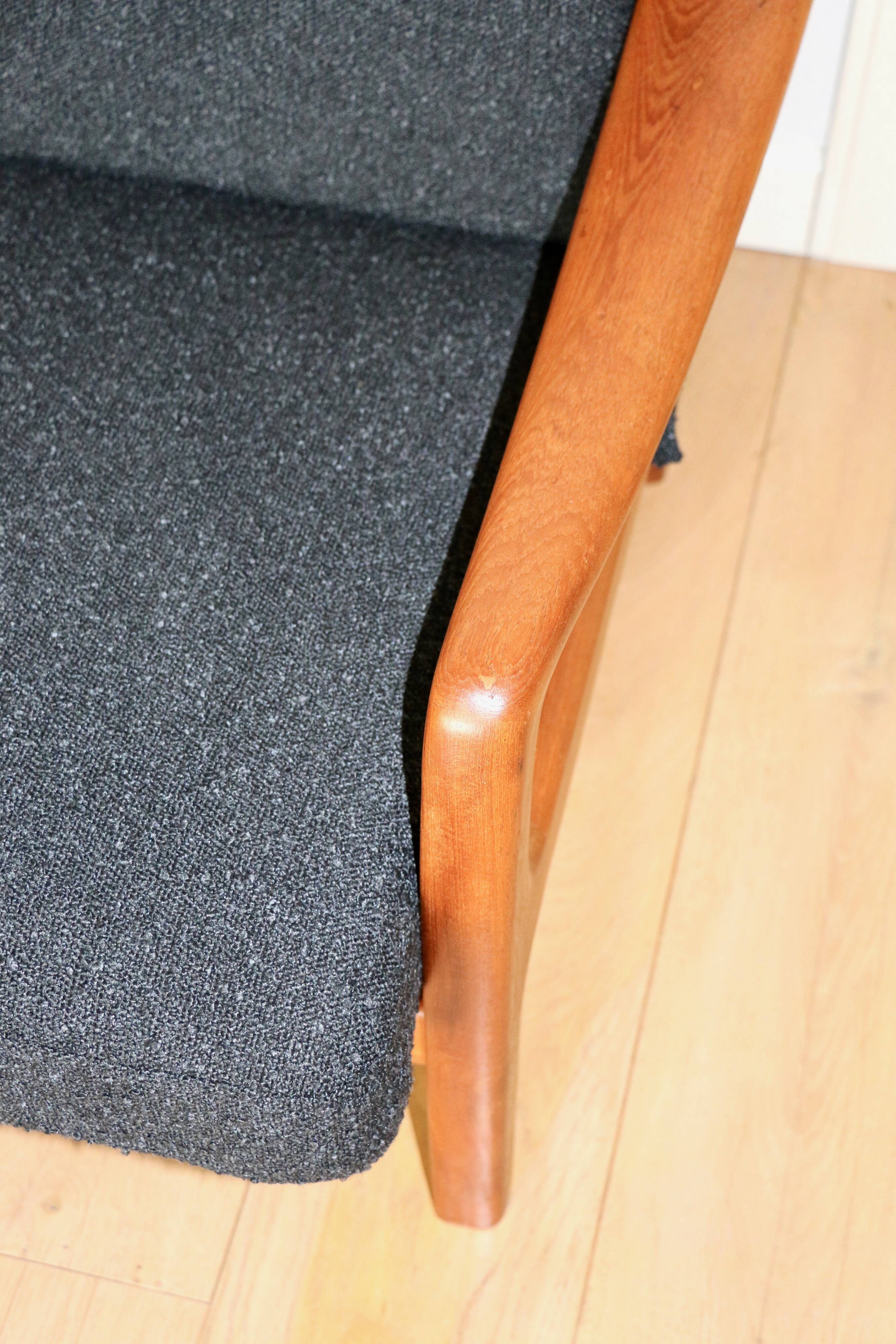 Canapé pliable danois vintage noir bouclé, années 1970