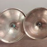 Pair of candle holders Gusums Bruk 65 in brass, Suede, late 19th
