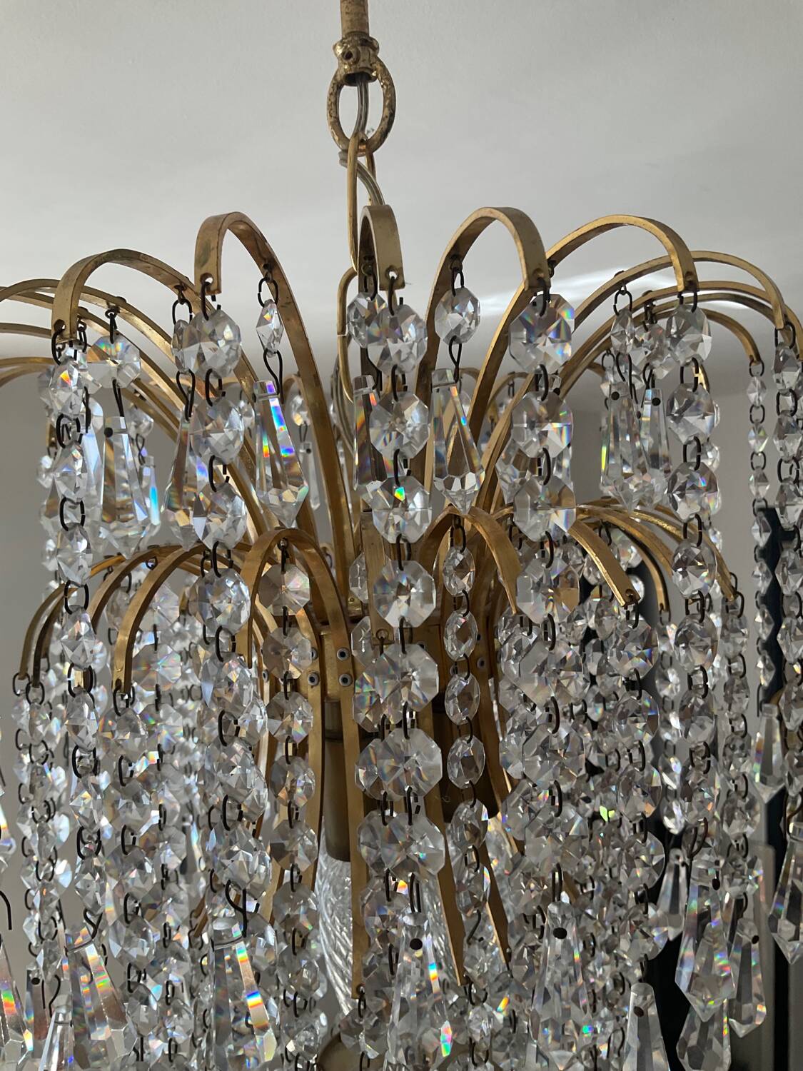70s crystal tassel cascade chandelier