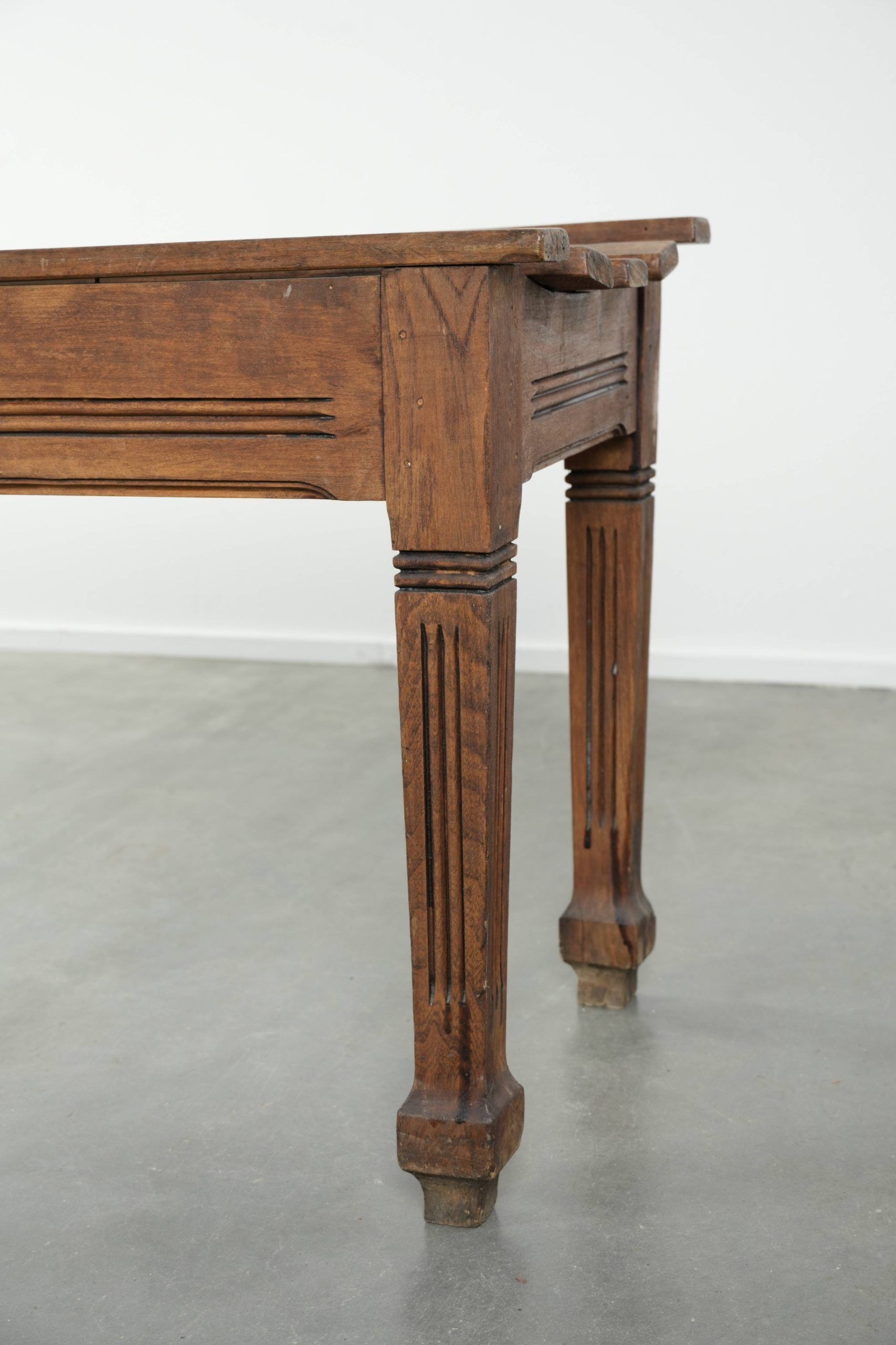Antique French oak hallway bench/dining table bench from the 19th century