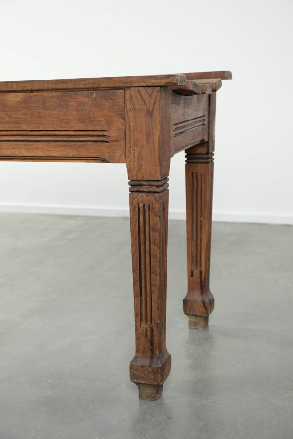 Banc de couloir en chêne français antique / banc de table à manger du 19ème siècle