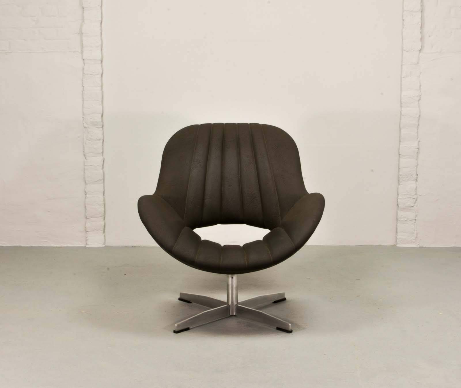 Rohé Chocolate Brown Leatherette Vintage Design Lounge Chair, 1960s