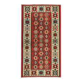 Tapis Kilim turc tissé à la main, années 1960, motif géométrique rouge, 98 x 181 cm