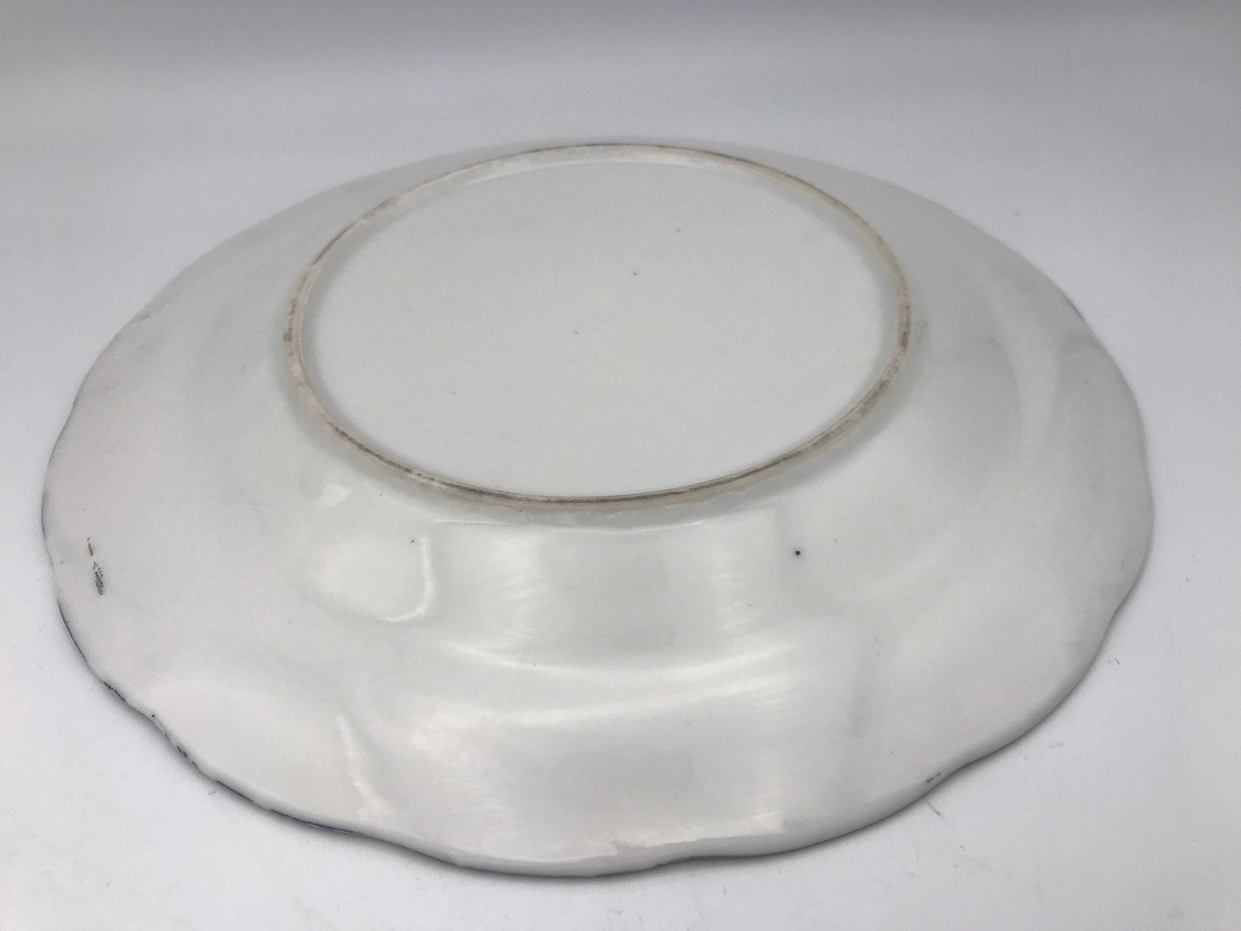 Old earthenware plate with decoration of landscape of asia 19.5 cm