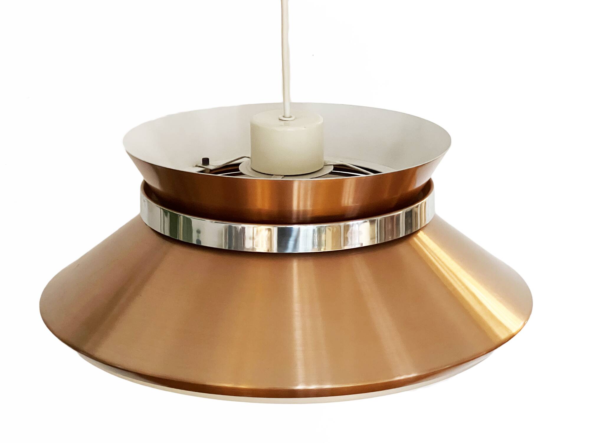 Copper colored aluminium pendant light by Carl Thore for Granhaga Metall. Sweden 1970s