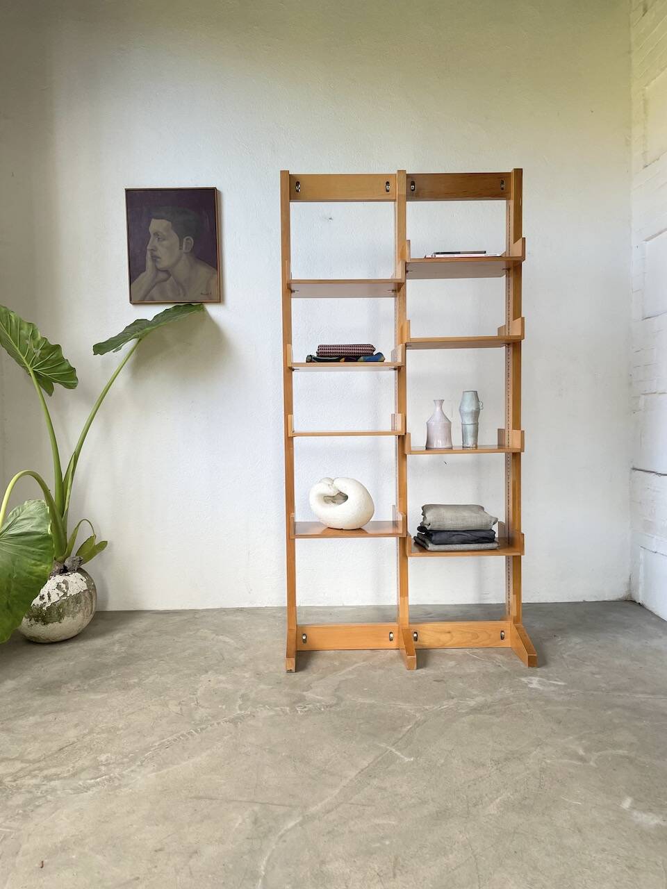 Bookcase on solid beech legs from the 80s