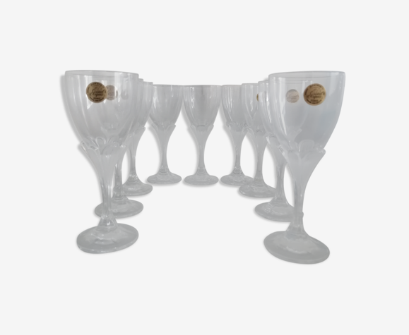 Set de 9 verres sur pieds crystal d'arques Granville | Selency