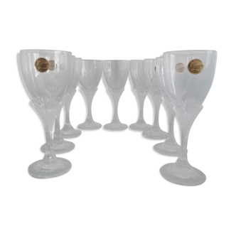 Set de 9 verres sur pieds crystal d'arques Granville