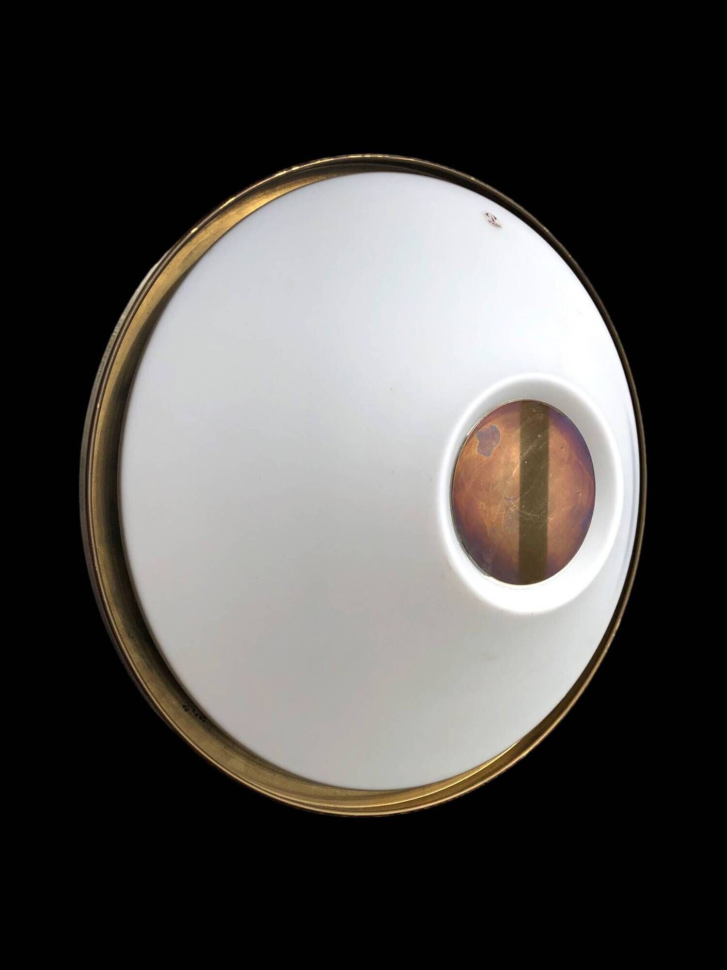 Vintage peill & putzler germany round milkglas ceiling lamp goldton