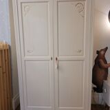 Armoire parisienne rose rangement enfant vintage bois bohême fleurs TBE