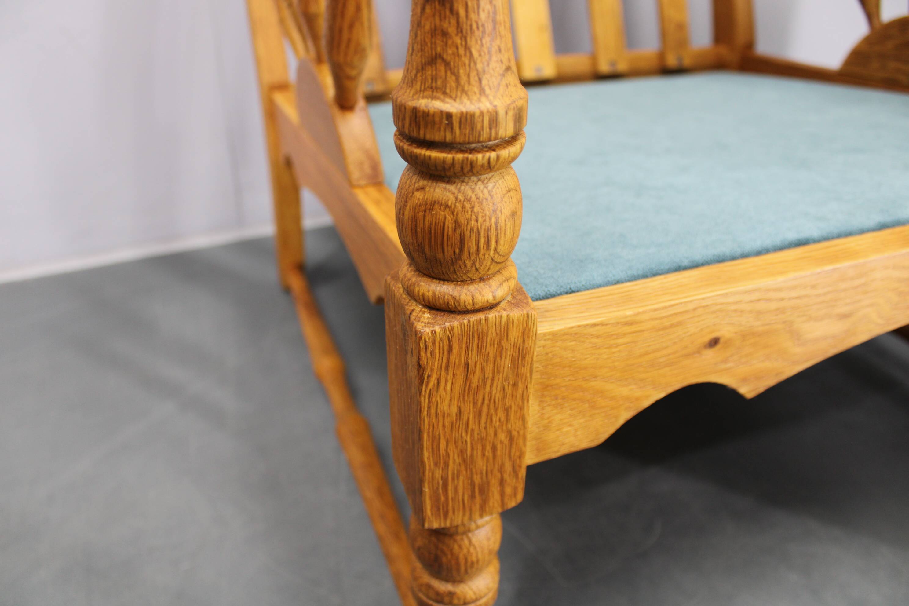 1950s solid oak armchair, Czechoslovakia