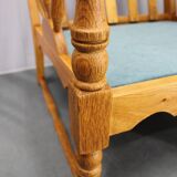 1950s solid oak armchair, Czechoslovakia