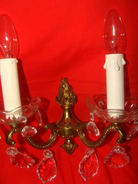 applique bronze et cristal à 2 bras de lumière