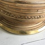 Rattan and vintage brass pot cover