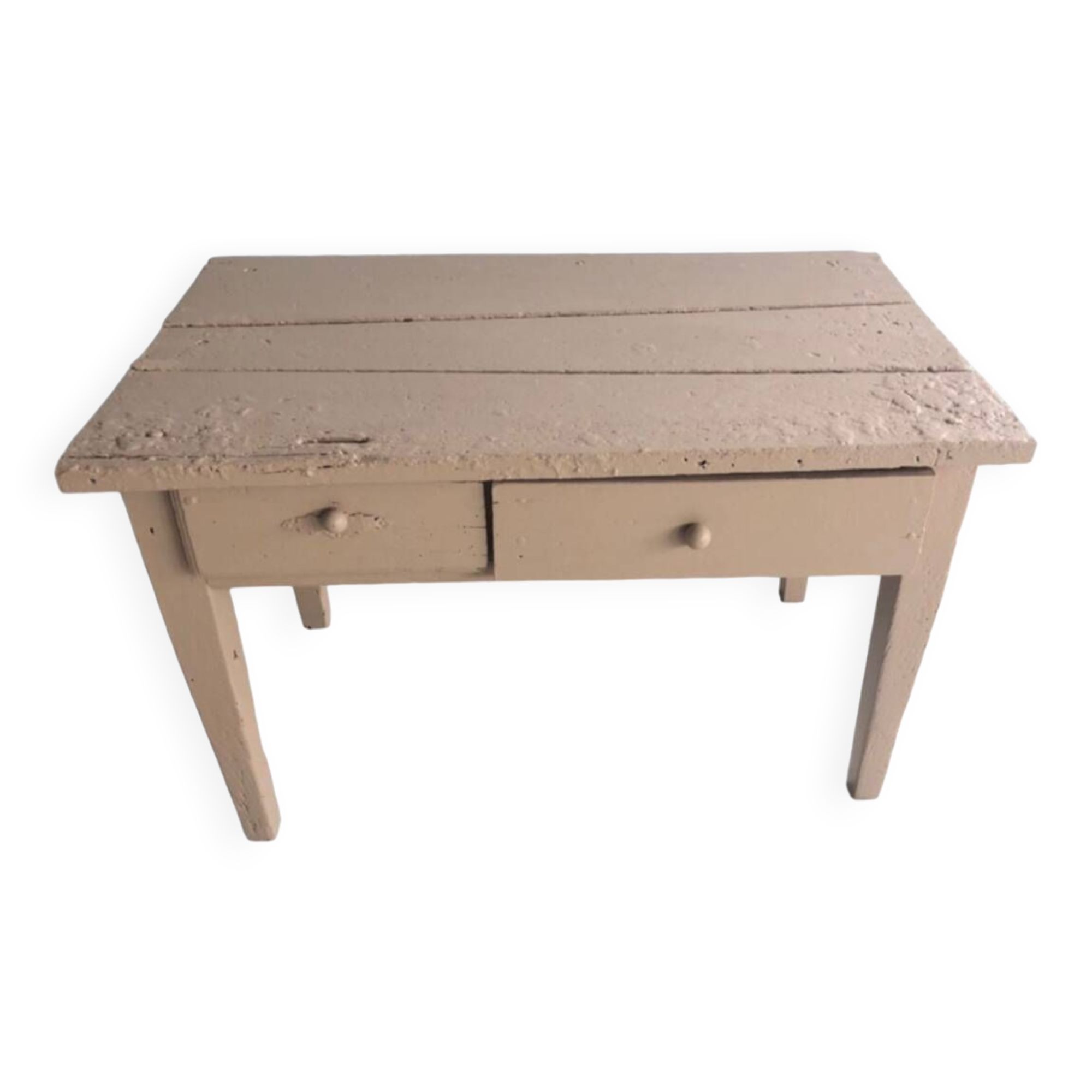 Old farmhouse coffee table repainted and restored 2 drawers