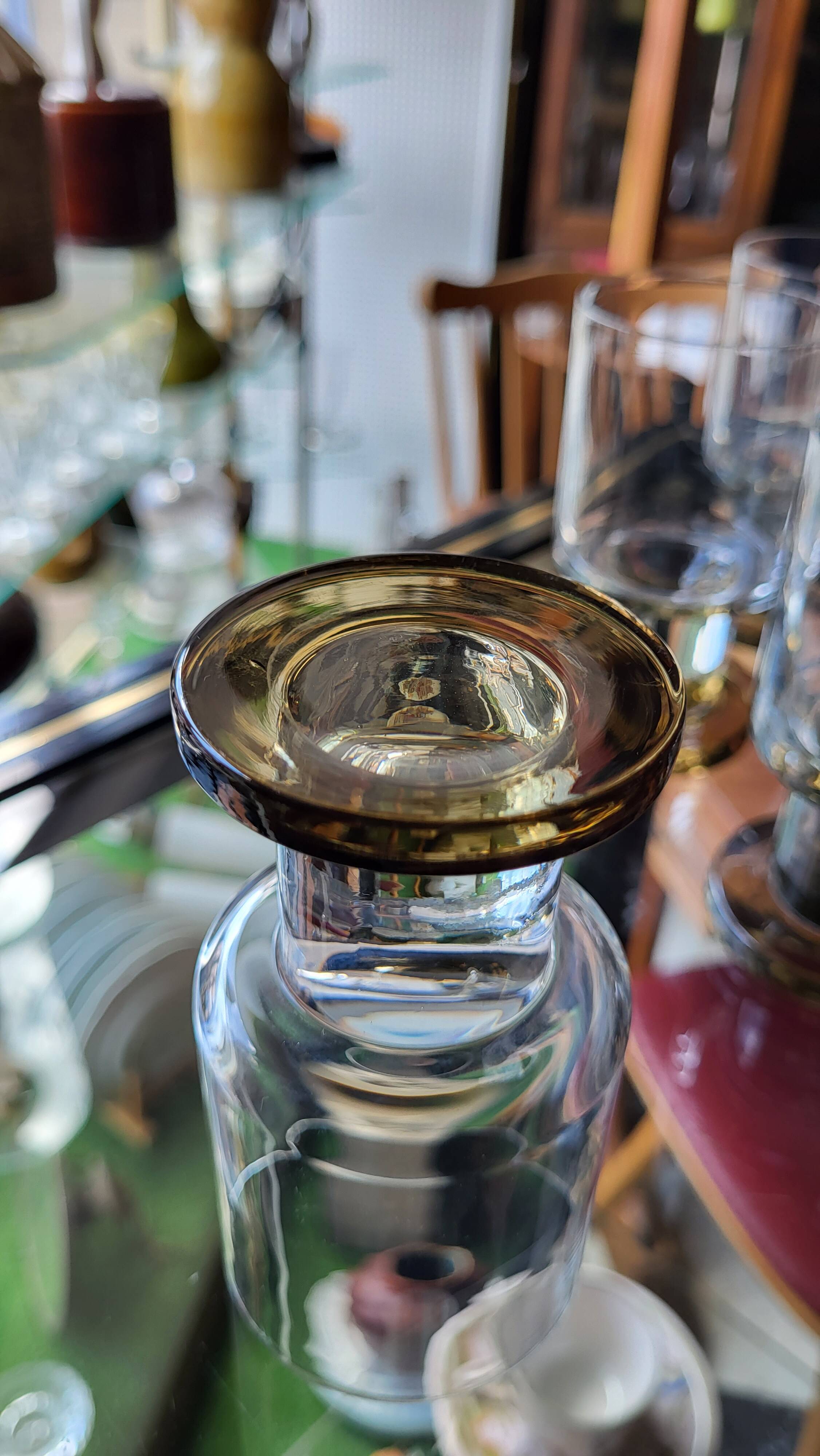Set of 6 smoked wine glasses Vintage 1970