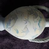 Set of 2 crest pottery vases stamped with dolphin motif