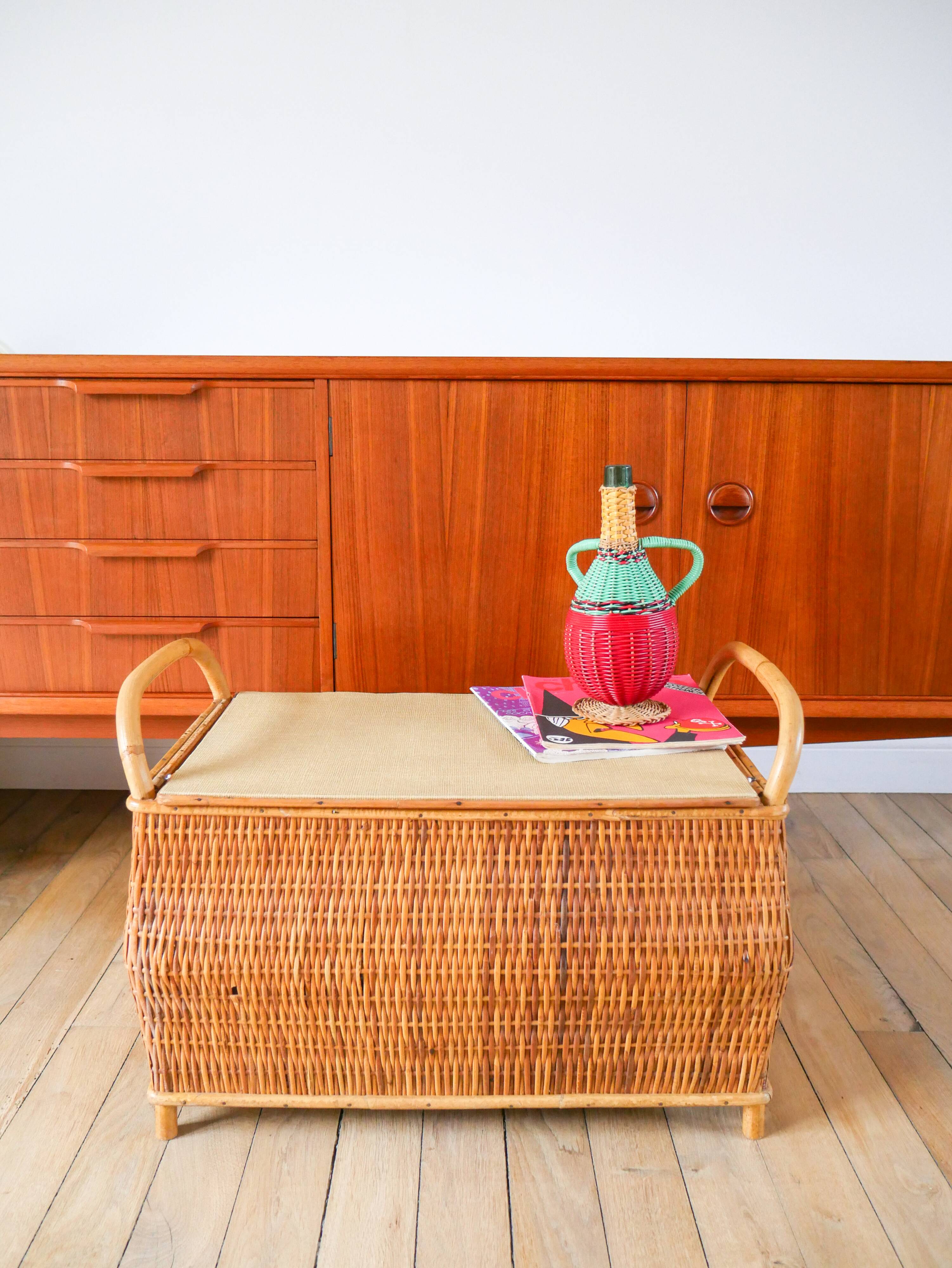 Rattan and bamboo toy bench 1970