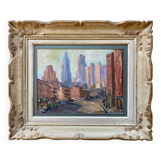 Hsp painting new york "usa" 1920 alice thevin (1862 - 1937) + frame