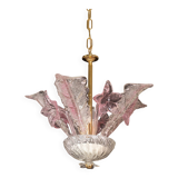 Charming Vintage Pink Flowers Murano Chandelier, 1970