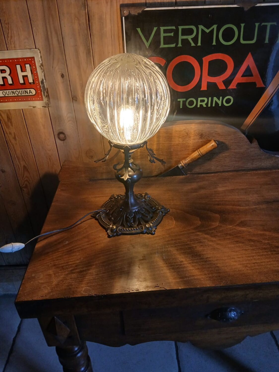 Bronze and glass lamp