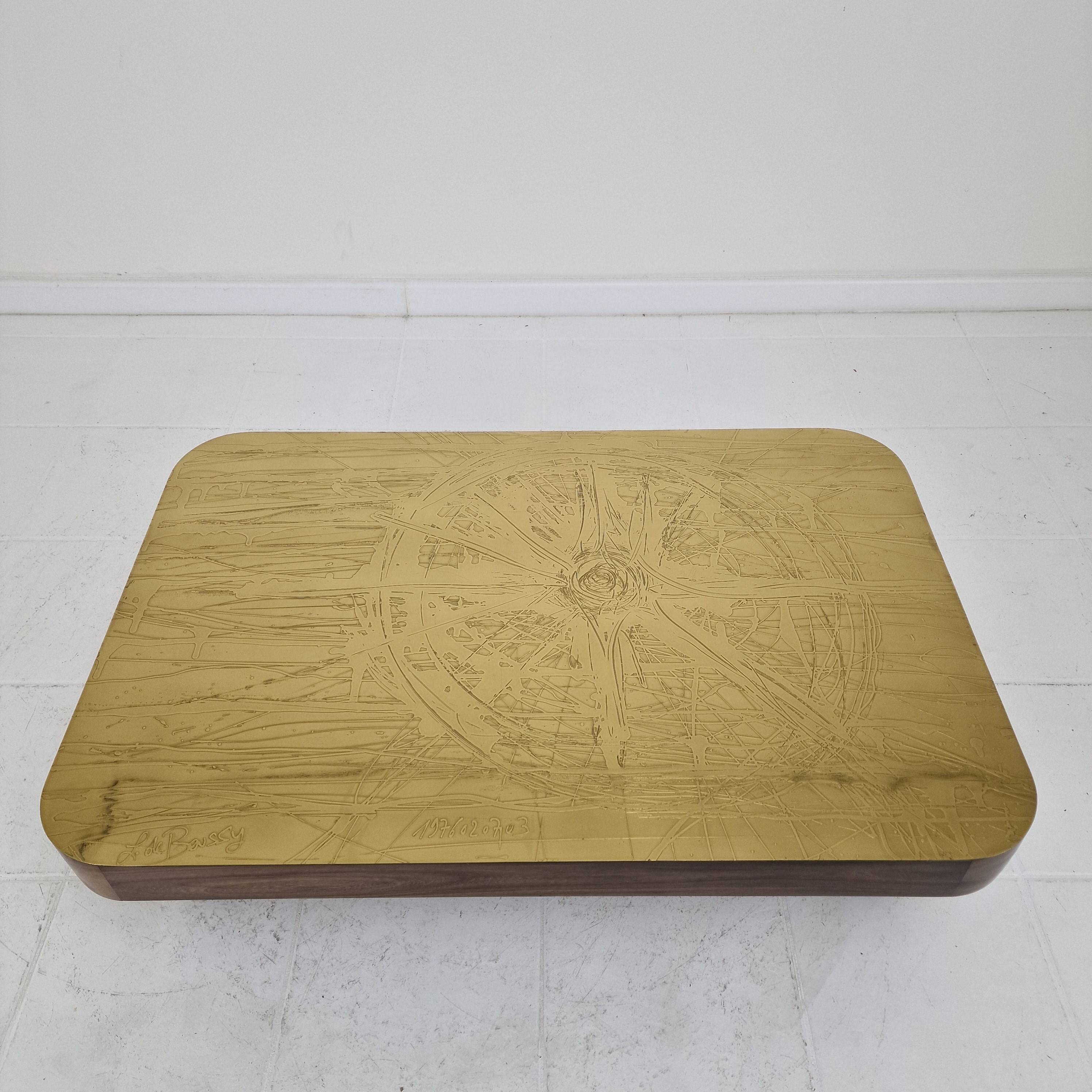L. De Boussy, Etched Brass Coffee Table, Belgium, 1976