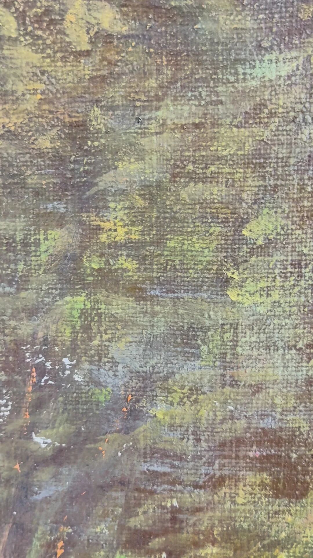 Peinture à l'huile vintage originale paysage forestier