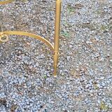 70s Neoclassical Style Coffee Table in Gilded Brass with Mahogany Veneer Top