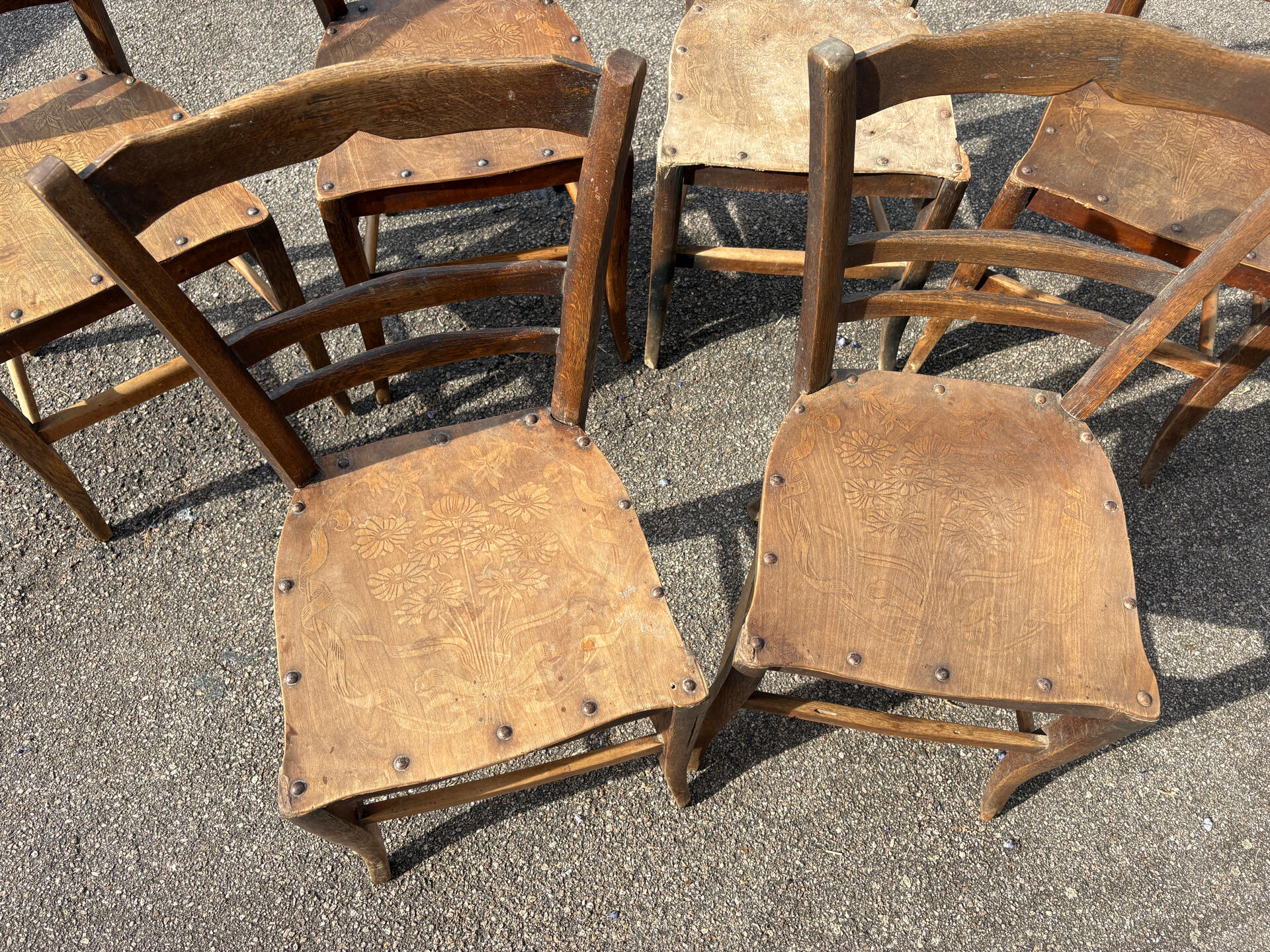 Studded bistro chairs with patterns