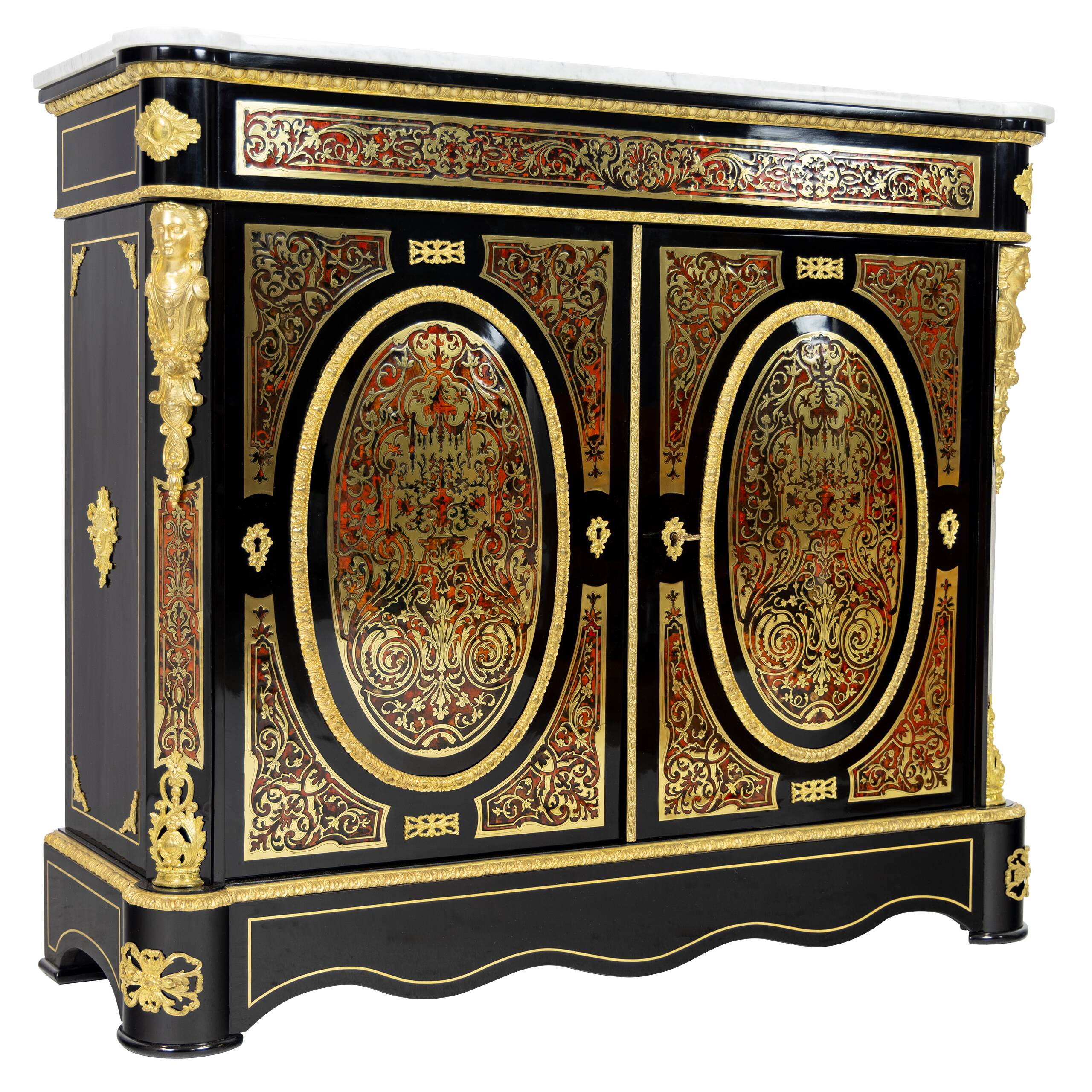 Commode Boulle style Louis XIV en écaille et laiton - XIXe
