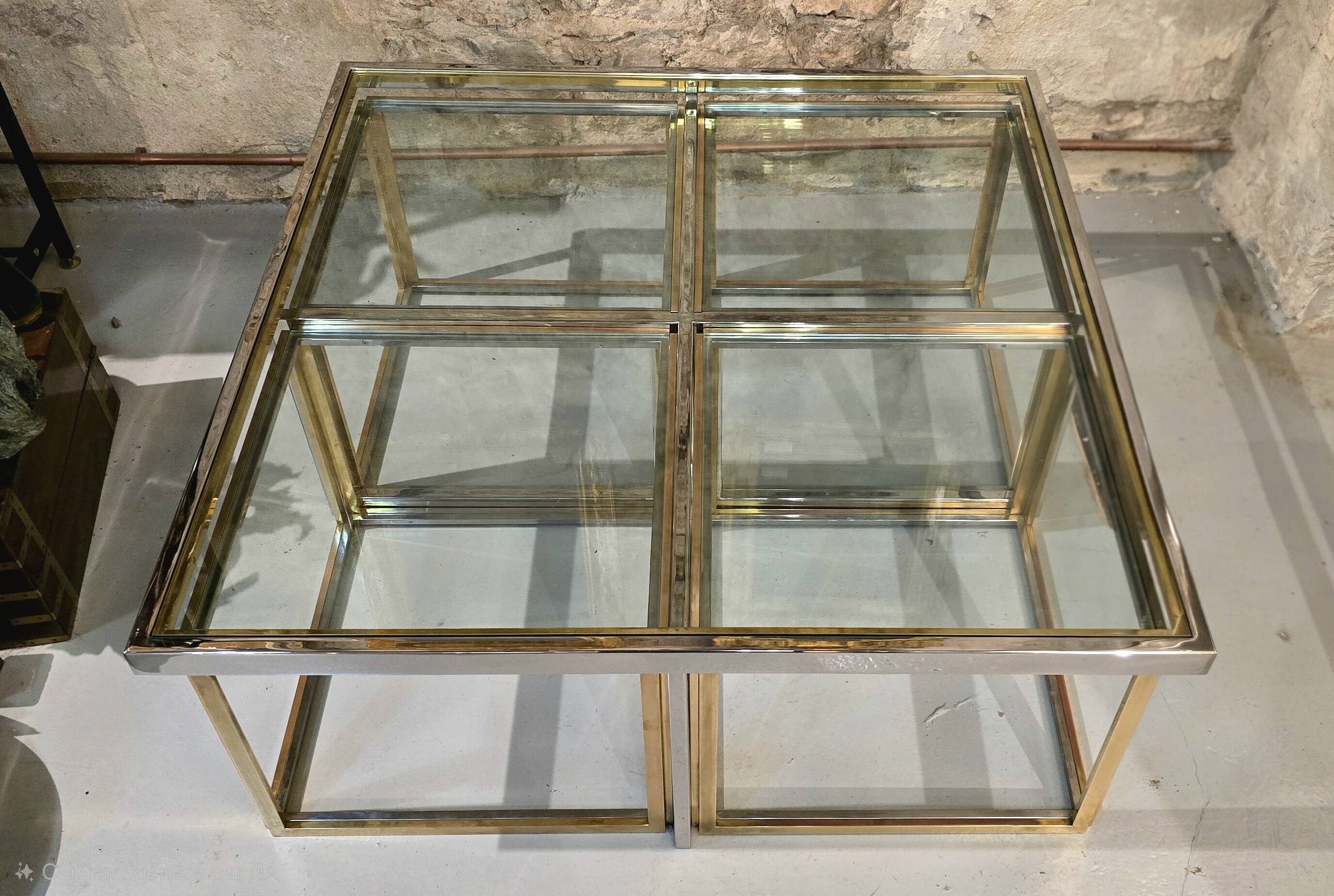 Coffee table with four nesting tables, Maison Charles, France, circa 1970.