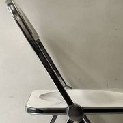 White folding chair & chrome Plia by G. Piretti for Castelli, 1970