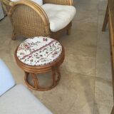 Vintage pouf in rattan