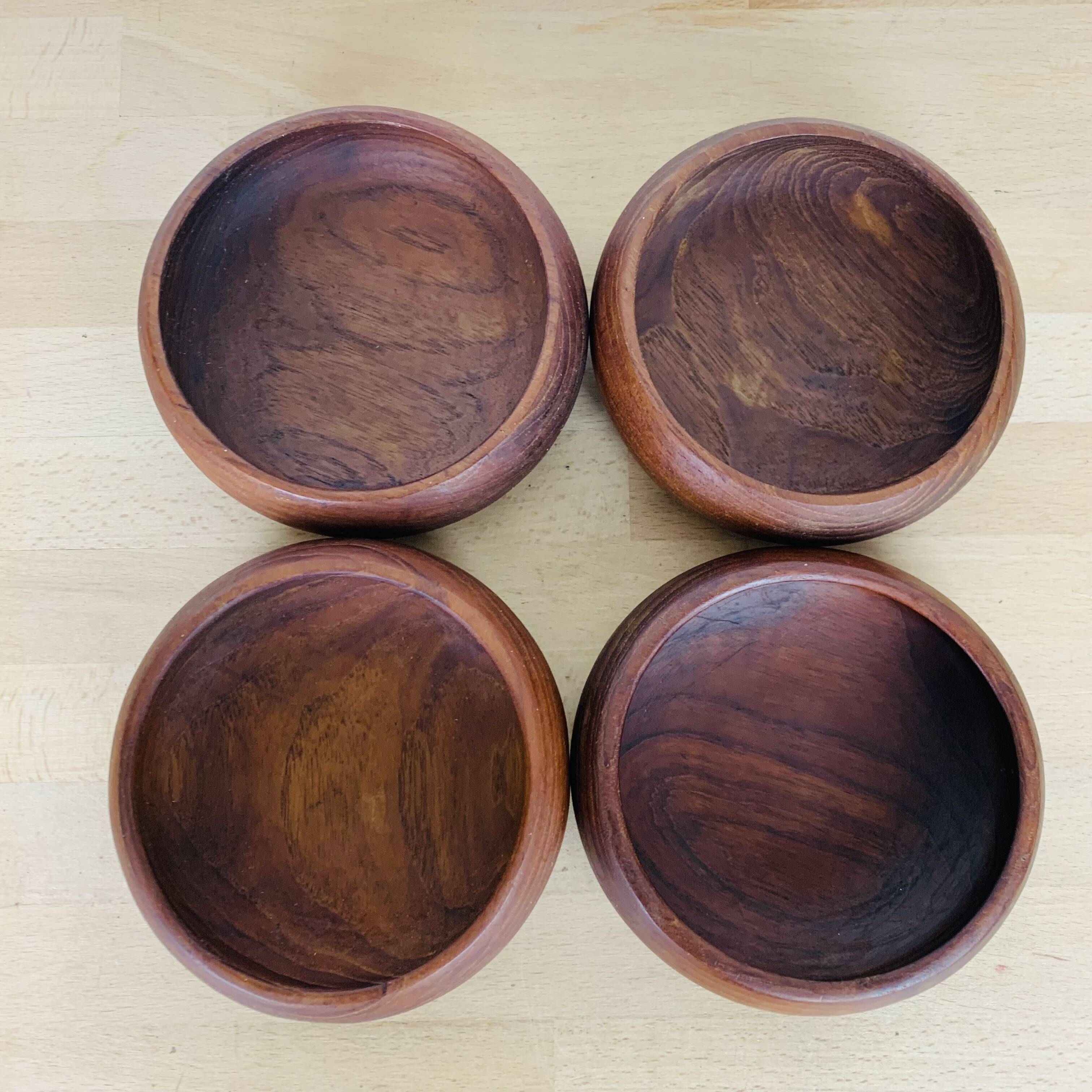 4 Danish Scandinavian teak empty pocket bowls, 1960s