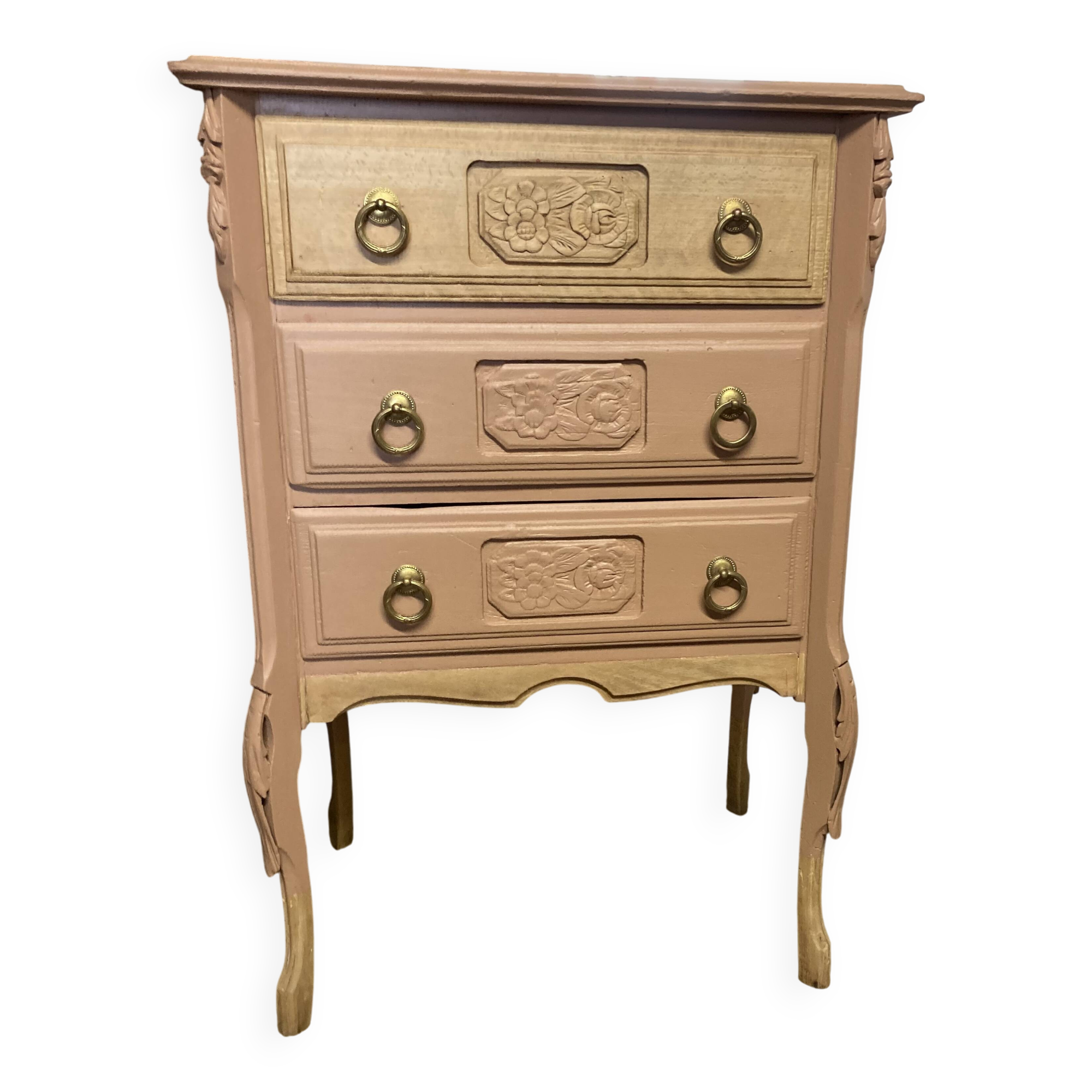 Petite commode ART DÉCO esprit coiffeuse terracotta